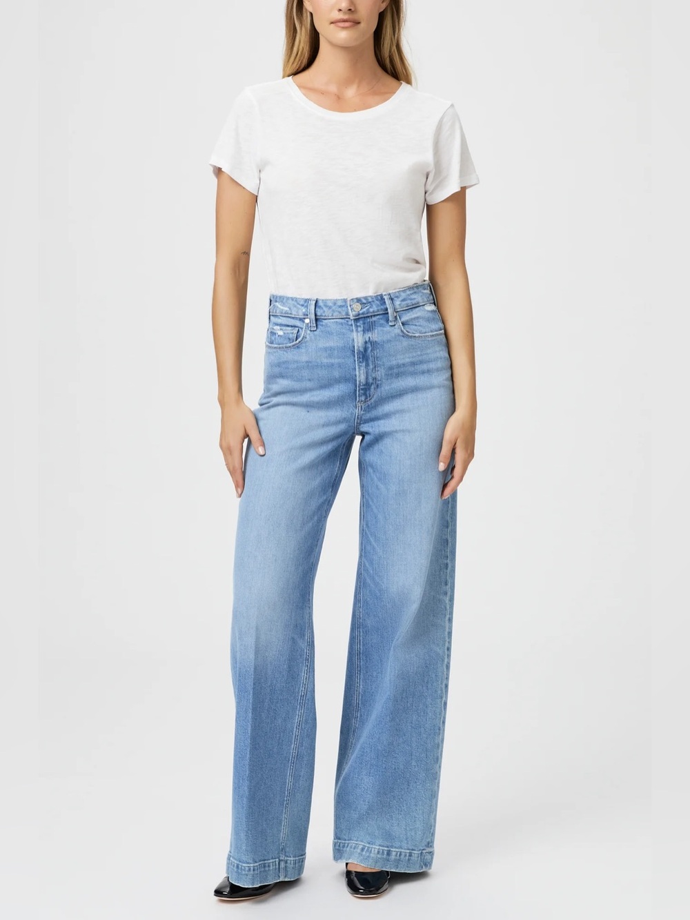 PAIGE Leenah Sultry Wide Leg Jeans Women’s 31 High Rise hipster Y2K boho